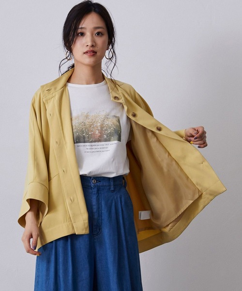 NICOLE white（ニコルホワイト）の「スタンドカラー ポンチョ ジャケット（ポンチョ・レディース・イエロー/グレー/オフホワイト・FREE）」の3枚目の写真