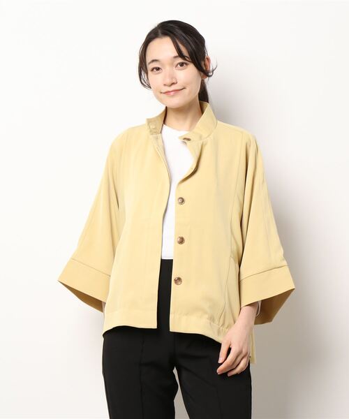 NICOLE white（ニコルホワイト）の「スタンドカラー ポンチョ ジャケット（ポンチョ・レディース・イエロー/グレー/オフホワイト・FREE）」の7枚目の写真