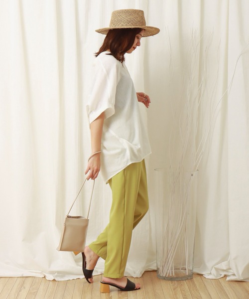 libelle more（リベル モア）の「フレンチリネン無地バンドカラーブラウス（シャツ/ブラウス・レディース・ブラック/オフホワイト/カーキ/オレンジ/キャメル/レモンイエロー・M/L）」の7枚目の写真