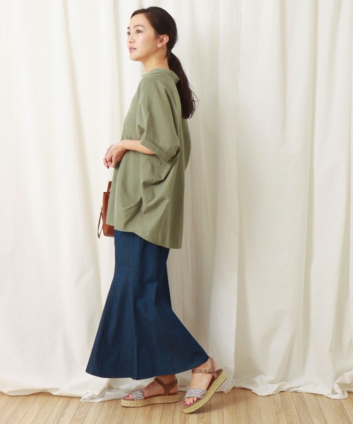 libelle more（リベル モア）の「フレンチリネン無地バンドカラーブラウス（シャツ/ブラウス・レディース・ブラック/オフホワイト/カーキ/オレンジ/キャメル/レモンイエロー・M/L）」の22枚目の写真