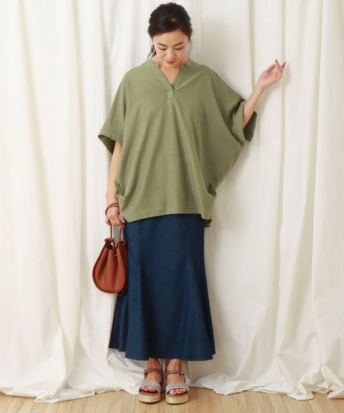 libelle more（リベル モア）の「フレンチリネン無地バンドカラーブラウス（シャツ/ブラウス・レディース・ブラック/オフホワイト/カーキ/オレンジ/キャメル/レモンイエロー・M/L）」の20枚目の写真