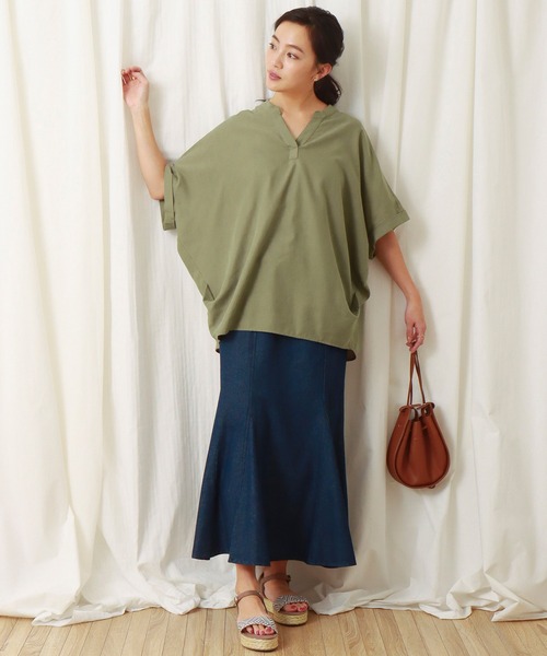 libelle more（リベル モア）の「フレンチリネン無地バンドカラーブラウス（シャツ/ブラウス・レディース・ブラック/オフホワイト/カーキ/オレンジ/キャメル/レモンイエロー・M/L）」の21枚目の写真