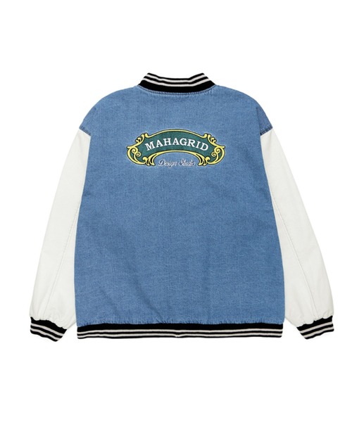 MAHAGRID(マハグリッド)の「A'GEM/9 × .kom『mahagrid/マハグリッド』DENIM VARSITY JACKET/デニム生地 スタジャン(スタジャン・メンズ・ブラック/ブルー・M/L)」の3枚目の写真