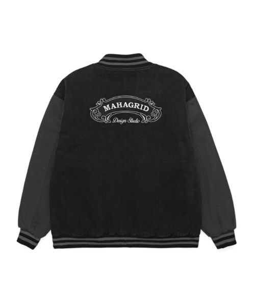 MAHAGRID(マハグリッド)の「A'GEM/9 × .kom『mahagrid/マハグリッド』DENIM VARSITY JACKET/デニム生地 スタジャン(スタジャン・メンズ・ブラック/ブルー・M/L)」の5枚目の写真