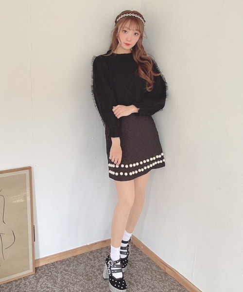 Swankiss(スワンキス)の「SX pearl line S/K(スカート・レディース・ホワイト/ブラック/サックスブルー/ピンク・FREE)」の5枚目の写真