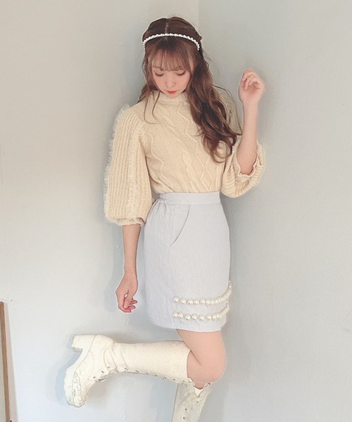 Swankiss(スワンキス)の「SX pearl line S/K(スカート・レディース・ホワイト/ブラック/サックスブルー/ピンク・FREE)」の8枚目の写真