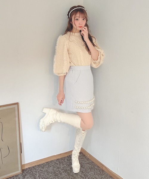 Swankiss(スワンキス)の「SX pearl line S/K(スカート・レディース・ホワイト/ブラック/サックスブルー/ピンク・FREE)」の9枚目の写真
