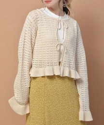 透かし柄リボンカーデSET