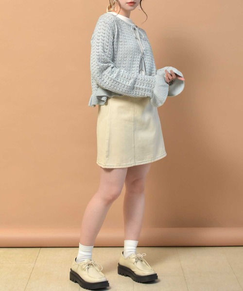 ems excite（エムズエキサイト）の「透かし柄リボンカーデSET（カーディガン/ボレロ・レディース・ブラック/ブルー/アイボリー・FREE）」の10枚目の写真