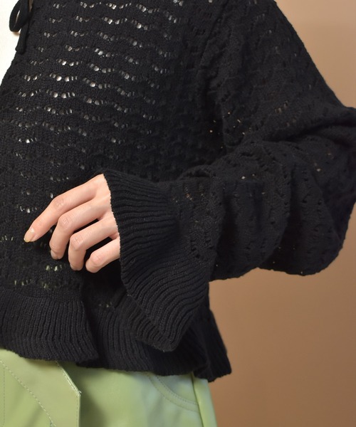 ems excite（エムズエキサイト）の「透かし柄リボンカーデSET（カーディガン/ボレロ・レディース・ブラック/ブルー/アイボリー・FREE）」の20枚目の写真