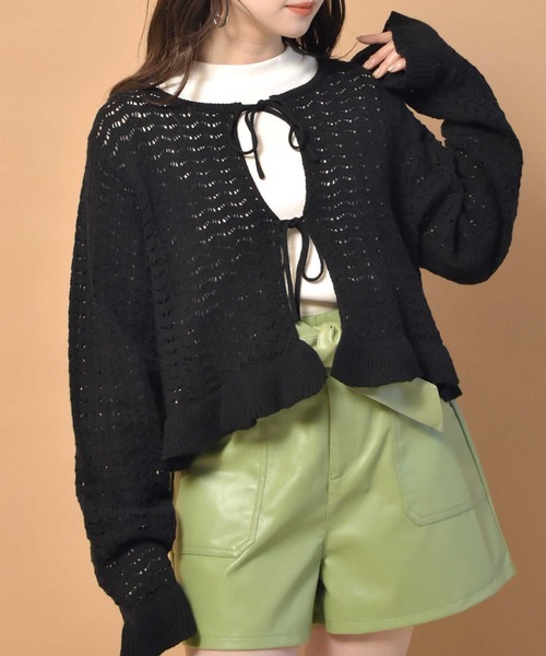 ems excite（エムズエキサイト）の「透かし柄リボンカーデSET（カーディガン/ボレロ・レディース・ブラック/ブルー/アイボリー・FREE）」の12枚目の写真