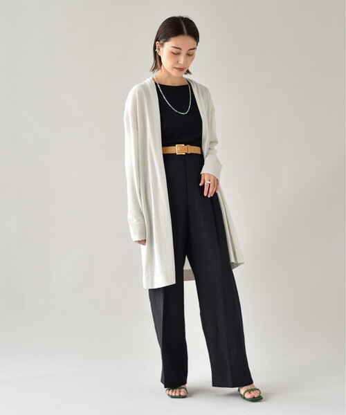 UNTITLED（アンタイトル）の「◆【清涼感】コットン混 ミドルカーディガン＜洗える／オンオフどちらも＞（カーディガン/ボレロ・レディース・ブラック/グレー系/サンドベージュ・48/44/02/04/00）」の22枚目の写真