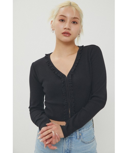 LAGUA GEM（ラグアジェム）の「RUFFLE RIB TOPS / ラッフルリブトップス（Tシャツ/カットソー）」 - WEAR
