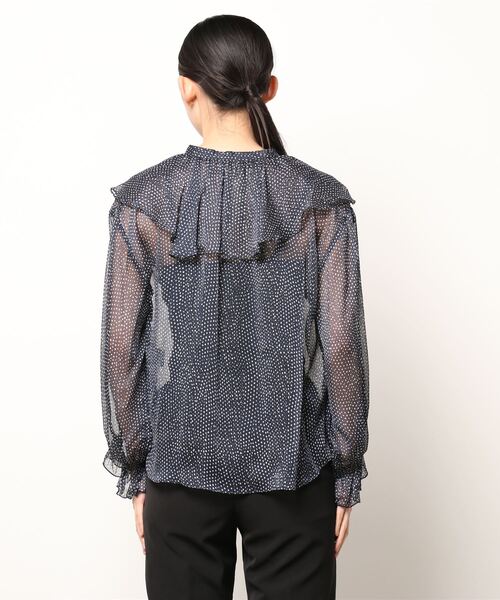 Q（キュー）の「ドットシフォンフリルカラーブラウス（シャツ/ブラウス・レディース・イエロー系その他/ブルー系その他・MEDIUM）」の4枚目の写真