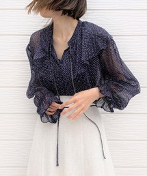 Q | ドットシフォンフリルカラーブラウス(シャツ/ブラウス)