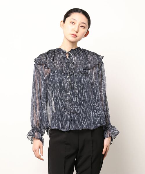 Q（キュー）の「ドットシフォンフリルカラーブラウス（シャツ/ブラウス・レディース・イエロー系その他/ブルー系その他・MEDIUM）」の5枚目の写真