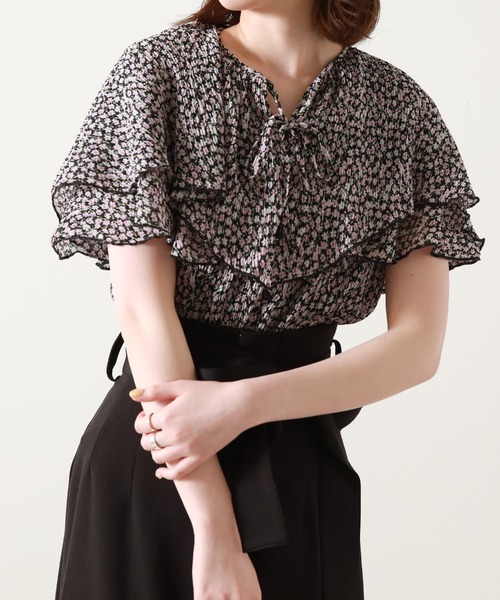 Cheek(チーク)の「花柄楊柳フリルブラウス(シャツ/ブラウス・レディース・パープル/ブラック/オフホワイト・MEDIUM)」の21枚目の写真