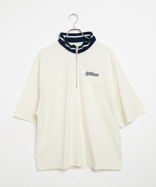 WEGO（ウィゴー）の「WEGO/スタンドハーフジップワンポイントT（Tシャツ/カットソー・メンズ・ダークグリーン/オフホワイト・MEDIUM/LARGE）」の16枚目の写真