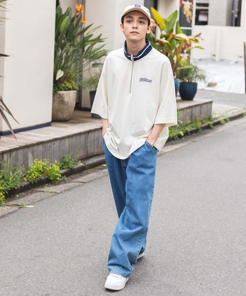 WEGO（ウィゴー）の「WEGO/スタンドハーフジップワンポイントT（Tシャツ/カットソー・メンズ・ダークグリーン/オフホワイト・MEDIUM/LARGE）」の19枚目の写真