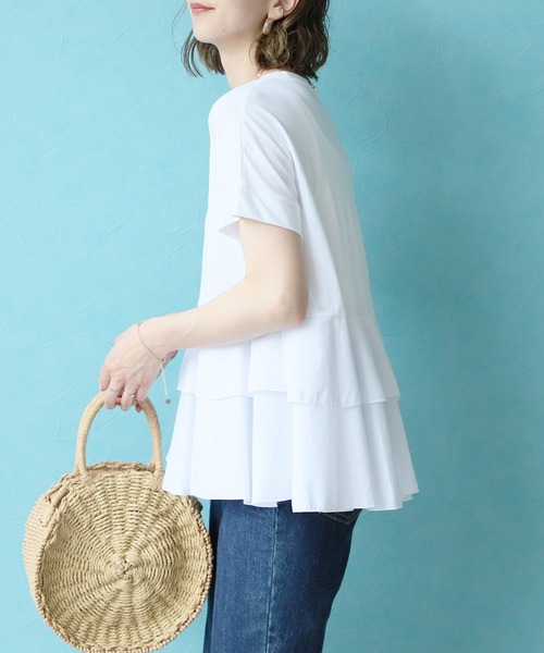 reca(レカ)の「フハク切り替えティアードカットソー(Tシャツ/カットソー・レディース・オフホワイト/ブラック/グリーン系その他/グレー・FREE)」の5枚目の写真