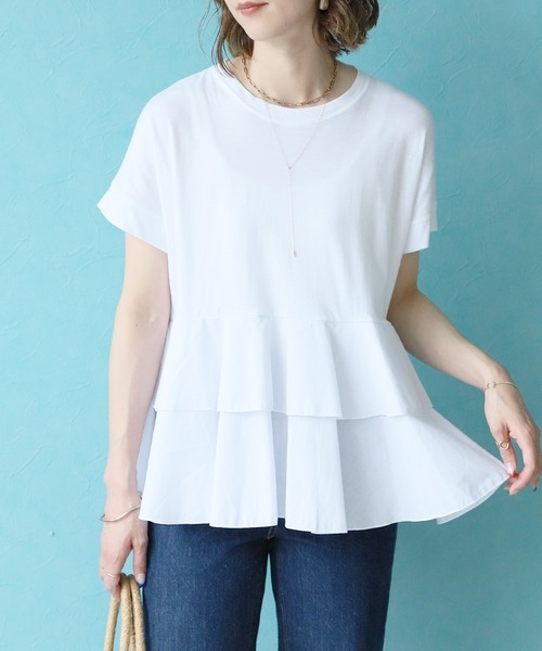reca(レカ)の「フハク切り替えティアードカットソー(Tシャツ/カットソー・レディース・オフホワイト/ブラック/グリーン系その他/グレー・FREE)」の6枚目の写真