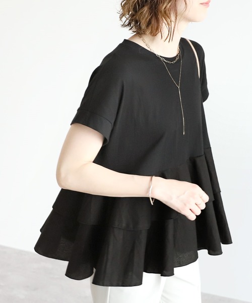 reca(レカ)の「フハク切り替えティアードカットソー(Tシャツ/カットソー・レディース・オフホワイト/ブラック/グリーン系その他/グレー・FREE)」の18枚目の写真