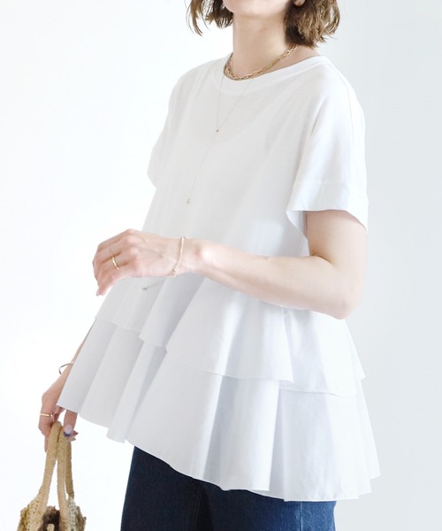 reca(レカ)の「フハク切り替えティアードカットソー(Tシャツ/カットソー・レディース・オフホワイト/ブラック/グリーン系その他/グレー・FREE)」の14枚目の写真