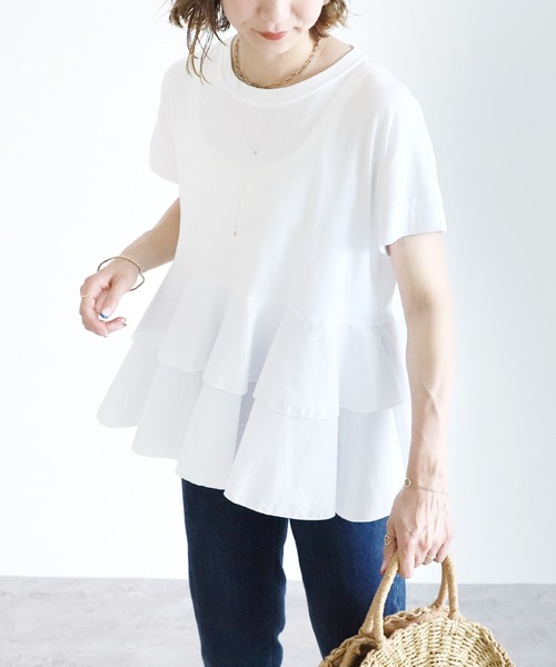 reca(レカ)の「フハク切り替えティアードカットソー(Tシャツ/カットソー・レディース・オフホワイト/ブラック/グリーン系その他/グレー・FREE)」の15枚目の写真
