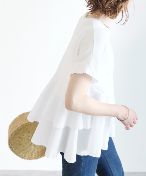 reca(レカ)の「フハク切り替えティアードカットソー(Tシャツ/カットソー・レディース・オフホワイト/ブラック/グリーン系その他/グレー・FREE)」の16枚目の写真