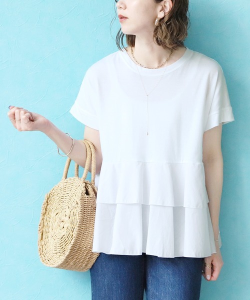 reca(レカ)の「フハク切り替えティアードカットソー(Tシャツ/カットソー・レディース・オフホワイト/ブラック/グリーン系その他/グレー・FREE)」の12枚目の写真