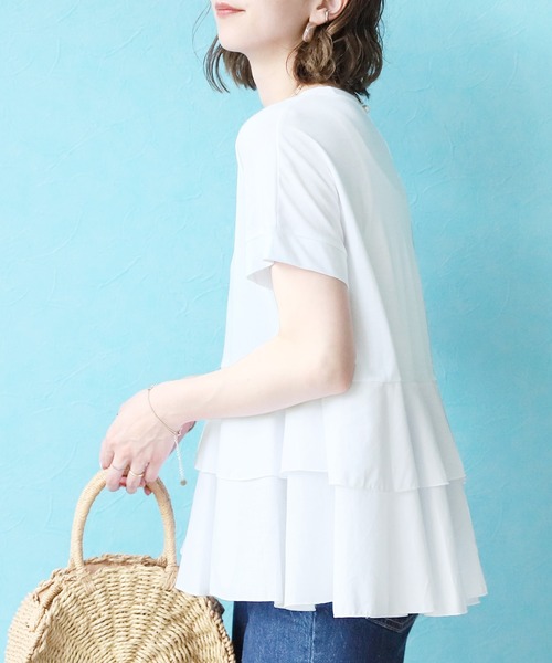 reca(レカ)の「フハク切り替えティアードカットソー(Tシャツ/カットソー・レディース・オフホワイト/ブラック/グリーン系その他/グレー・FREE)」の13枚目の写真