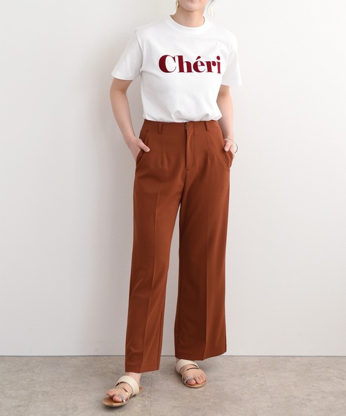 LHELBIE(レルビエ)の「CheriフロッキーロゴTシャツ(Tシャツ/カットソー・レディース・ホワイト/チャコールグレー/オフホワイト・M)」の5枚目の写真