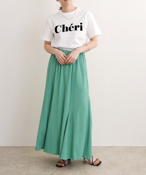 LHELBIE(レルビエ)の「CheriフロッキーロゴTシャツ(Tシャツ/カットソー・レディース・ホワイト/チャコールグレー/オフホワイト・M)」の11枚目の写真