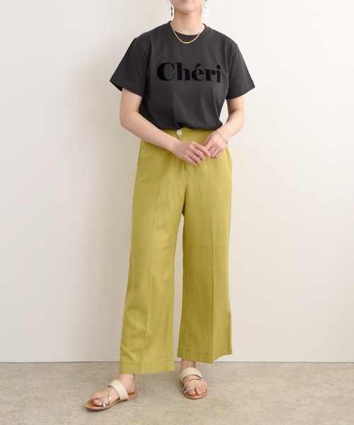 LHELBIE(レルビエ)の「CheriフロッキーロゴTシャツ(Tシャツ/カットソー・レディース・ホワイト/チャコールグレー/オフホワイト・M)」の8枚目の写真