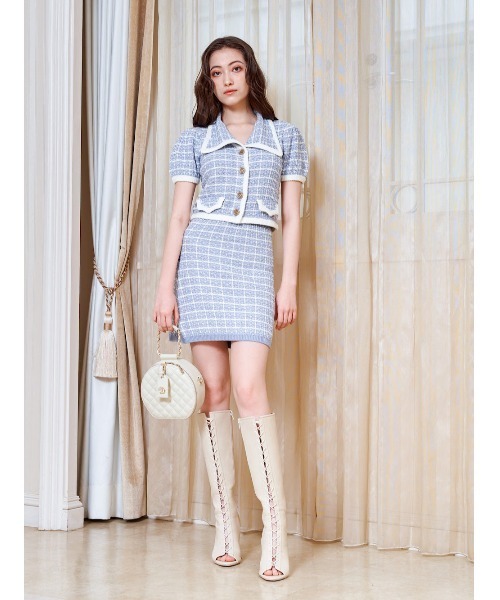 コットンブレンドツイードニットトップス（ニット/セーター）｜Darich