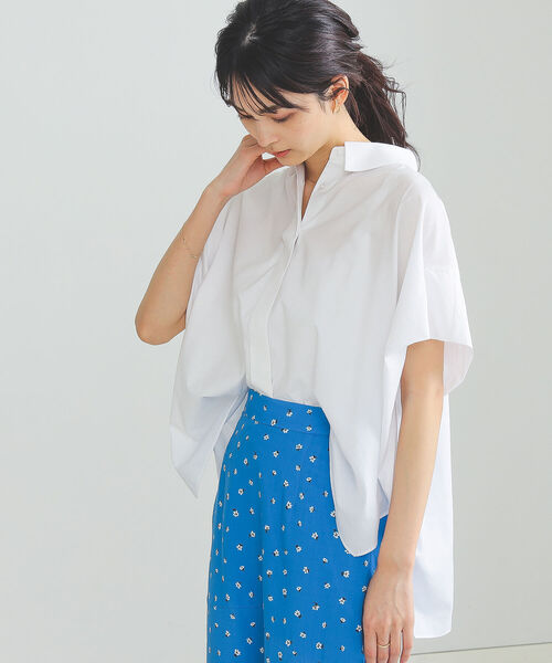 BEAMS HEART（ビームスハート）の「BEAMS HEART / ビッグシルエット シャツ（シャツ/ブラウス・レディース・ネイビー/イエロー系その他4/オフホワイト・FREE）」の4枚目の写真