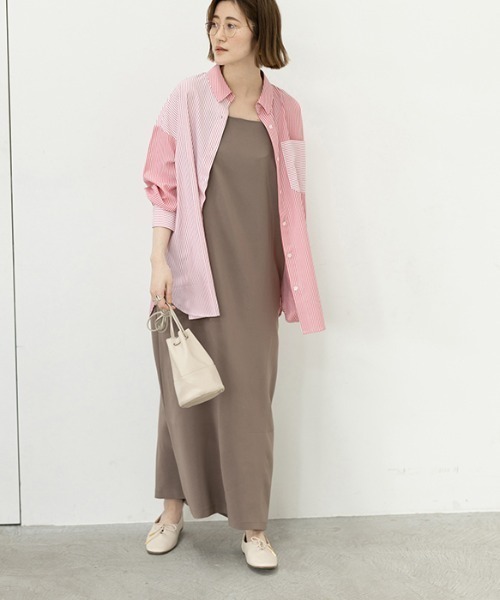 GeeRA(ジーラ)の「ストライプ切替オーバーサイズシャツ(シャツ/ブラウス・レディース・ピンク/ブルー・MEDIUM/LARGE)」の18枚目の写真