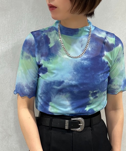 apres jour mignon(アプレジュールミニョン)の「シアープリントトップス【ZOZOTOWN限定アイテム】(Tシャツ/カットソー・レディース・パープル/グリーン/ブラック・フリー/X-LARGE)」の1枚目の写真