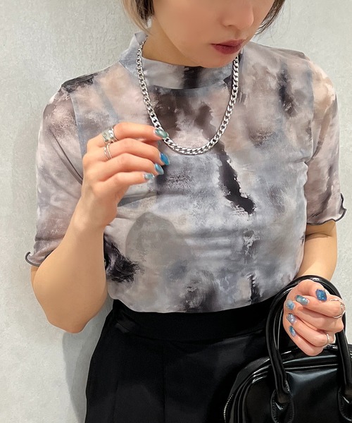 apres jour mignon(アプレジュールミニョン)の「シアープリントトップス【ZOZOTOWN限定アイテム】(Tシャツ/カットソー・レディース・パープル/グリーン/ブラック・フリー/X-LARGE)」の5枚目の写真