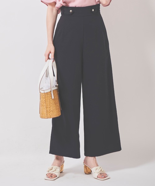 31 Sons de mode（トランテアン　ソン　ドゥ　モード）の「ウエストタブ付きワイドパンツ（スラックス・レディース・クリーム/ネイビー/ピンク・36/38）」の2枚目の写真