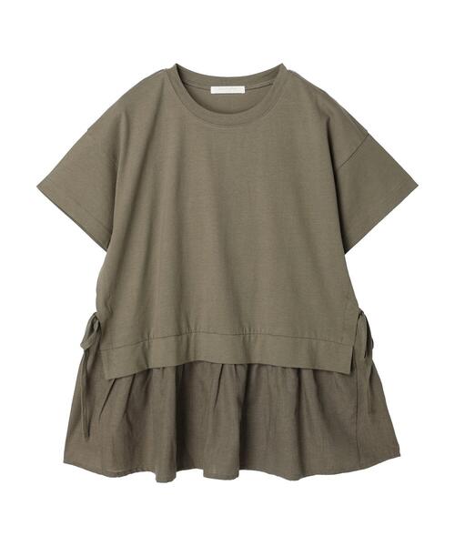 Green Parks(グリーンパークス)の「サイドリボン布帛ドッキングチュニック(Tシャツ/カットソー・レディース・ブラック/カーキ/ストライプ/ホワイト系その他5・FREE)」の20枚目の写真