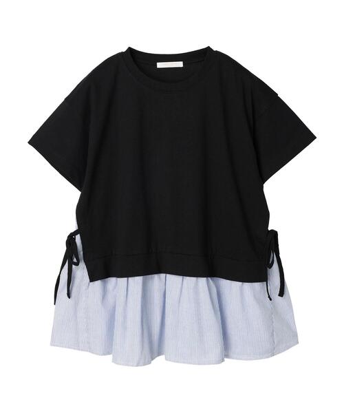 Green Parks(グリーンパークス)の「サイドリボン布帛ドッキングチュニック(Tシャツ/カットソー・レディース・ブラック/カーキ/ストライプ/ホワイト系その他5・FREE)」の19枚目の写真