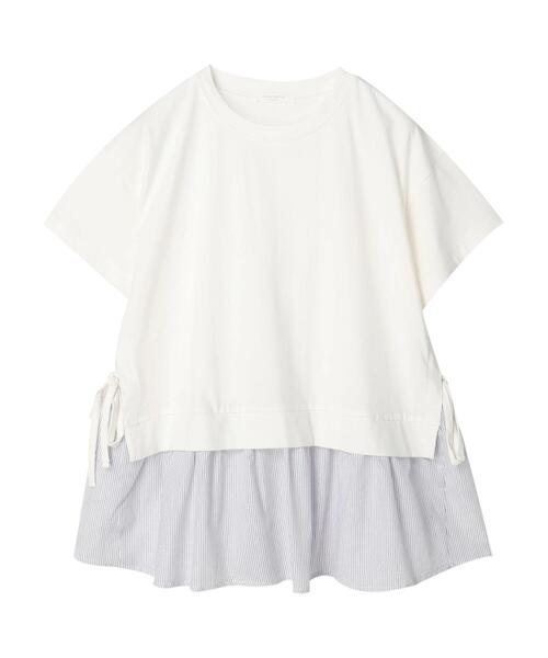 Green Parks(グリーンパークス)の「サイドリボン布帛ドッキングチュニック(Tシャツ/カットソー・レディース・ブラック/カーキ/ストライプ/ホワイト系その他5・FREE)」の18枚目の写真