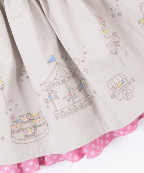 KP(ケーピー)の「mimiちゃん刺繍のコットンツイルとシフォンギンガムチェックのリバーシブルスカート(100~130)(スカート・キッズ・ベージュ/ネイビー・130cm/120cm/100cm/110cm)」の20枚目の写真