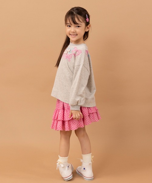 KP(ケーピー)の「mimiちゃん刺繍のコットンツイルとシフォンギンガムチェックのリバーシブルスカート(100~130)(スカート・キッズ・ベージュ/ネイビー・130cm/120cm/100cm/110cm)」の9枚目の写真