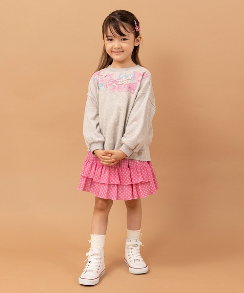 KP(ケーピー)の「mimiちゃん刺繍のコットンツイルとシフォンギンガムチェックのリバーシブルスカート(100~130)(スカート・キッズ・ベージュ/ネイビー・130cm/120cm/100cm/110cm)」の6枚目の写真