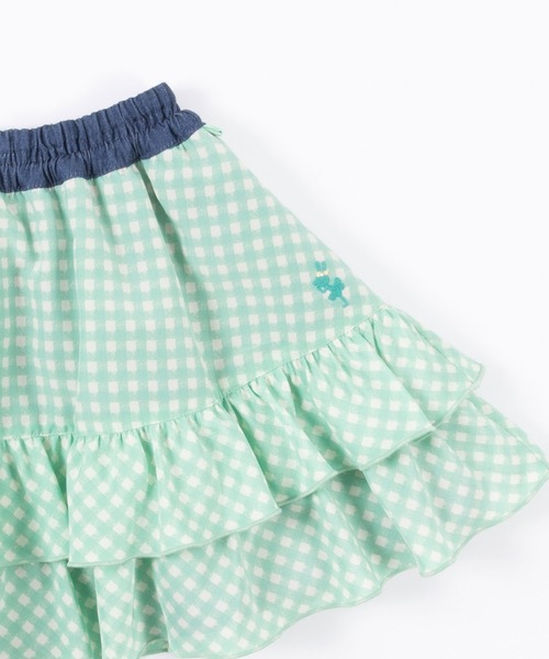 KP(ケーピー)の「mimiちゃん刺繍のコットンツイルとシフォンギンガムチェックのリバーシブルスカート(100~130)(スカート・キッズ・ベージュ/ネイビー・130cm/120cm/100cm/110cm)」の16枚目の写真