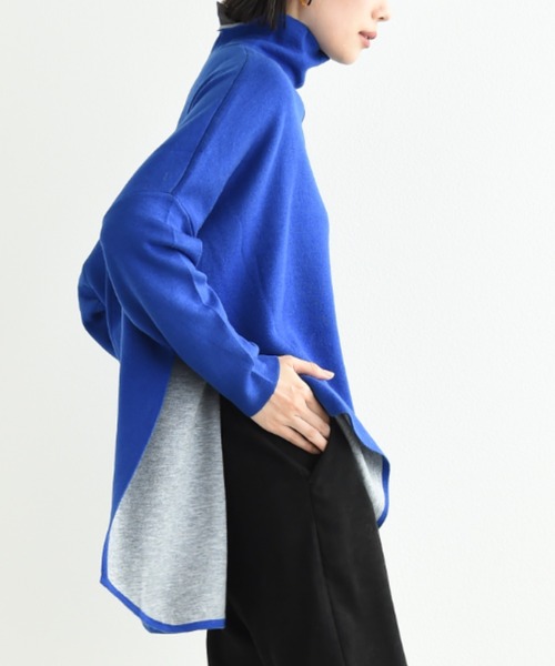 INTERPLANET（インタープラネット）の「リバーシブルポンチョニット（ニット/セーター・レディース・オレンジ/ブルー/グレイッシュベージュ/ベージュ・FREE）」の3枚目の写真