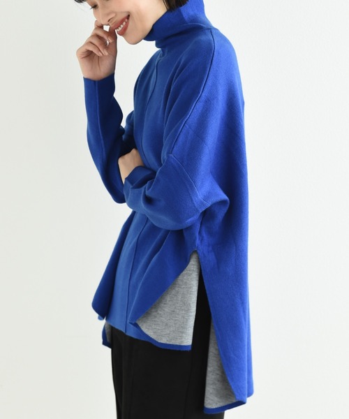 INTERPLANET（インタープラネット）の「リバーシブルポンチョニット（ニット/セーター・レディース・オレンジ/ブルー/グレイッシュベージュ/ベージュ・FREE）」の10枚目の写真