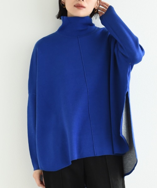 INTERPLANET（インタープラネット）の「リバーシブルポンチョニット（ニット/セーター・レディース・オレンジ/ブルー/グレイッシュベージュ/ベージュ・FREE）」の13枚目の写真